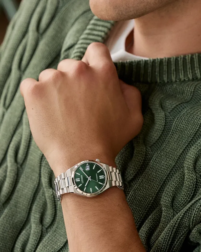 TSUYOSA 37mm Green Dial Stainless Steel Bracelet NJ0200-50X | CITIZEN